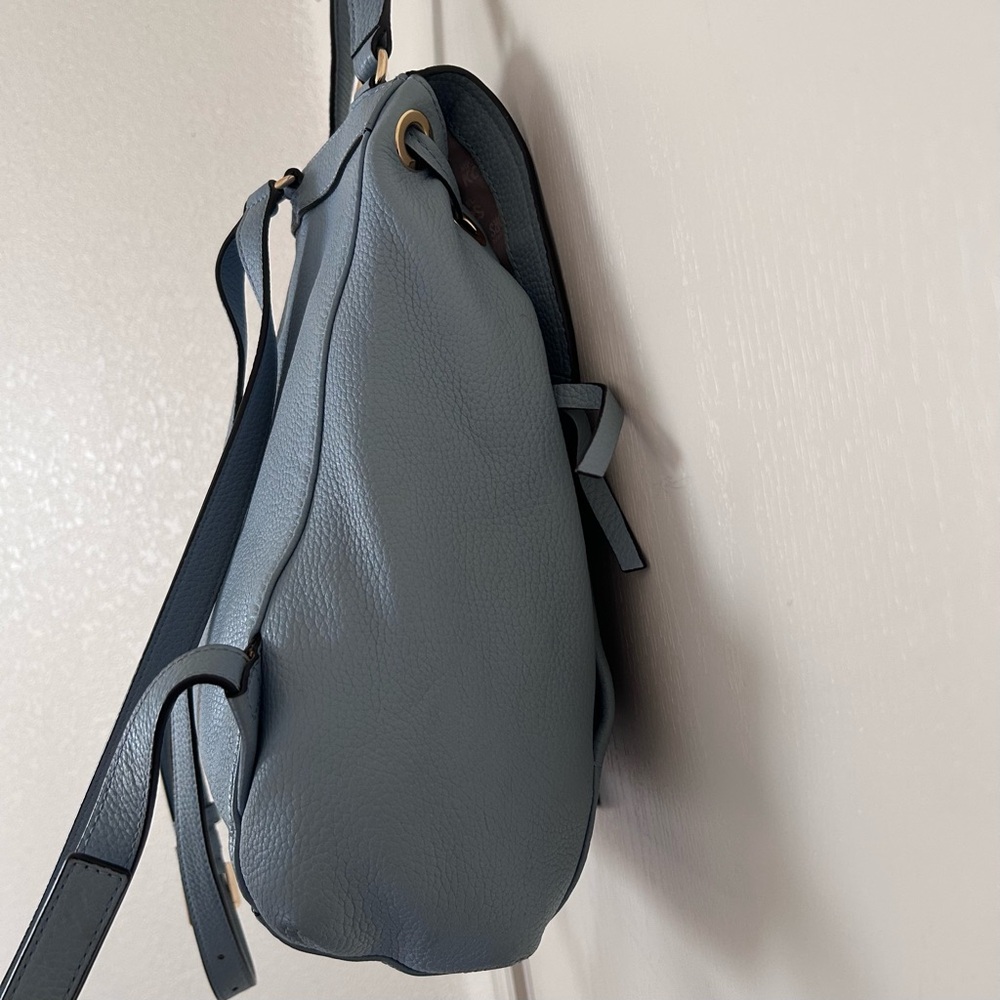 Gold Studded | Drawstring Flap Backpack | Pale Blue - Picture 6 of 17